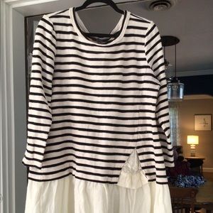 Anthropologie Blue Tassel sweatshirt tunic